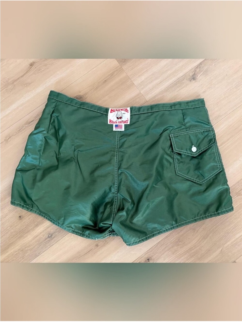 Birdwell Beach Britches Green SurfNyl Board Shorts Velcro Fly – Tagless